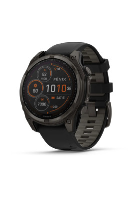 Смарт-годинник Garmin Fenix 8 47 мм Solar Сапфір Графіт/Титан Карбоновий DLC з силіконовим ремінцем QuickFit 22 мм