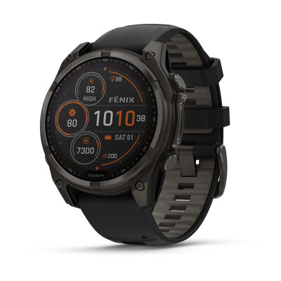 Смарт-часи Garmin Fenix 8 47 мм Solar Сапфір Графіт/Титан Карбоновий DLC з силіконовим ремінцем QuickFit 22 мм