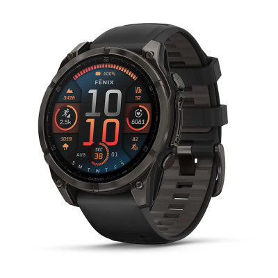 Смарт-часи Garmin Fenix 8 47 мм AMOLED Сапфір Чорний/Титан Карбоновий DLC з силіконовим ремінцем QuickFit 22 мм