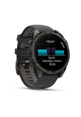 Смарт-годинник Garmin Fenix 8 47 мм Solar Сапфір Графіт/Титан Карбоновий DLC з силіконовим ремінцем QuickFit 22 мм