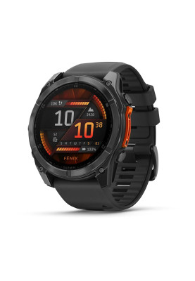 Смарт-годинник Garmin Fenix 8 51 мм AMOLED Чорний/Сірий з силіконовим ремінцем QuickFit 26 мм