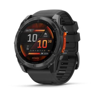 Смарт-годинник Garmin Fenix 8 51 мм AMOLED Чорний/Сірий з силіконовим ремінцем QuickFit 26 мм