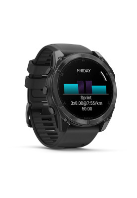 Смарт-годинник Garmin Fenix 8 51 мм AMOLED Чорний/Сірий з силіконовим ремінцем QuickFit 26 мм