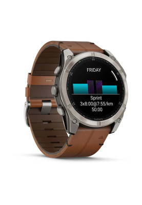 Смарт-годинник Garmin Fenix 8 51 мм AMOLED Сапфір Графіт/Карбоновий DLC Титан з шкіряним ремінцем QuickFit 26 мм