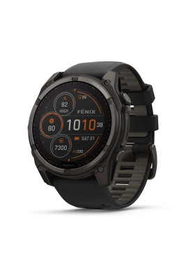 Смарт-годинник Garmin Fenix 8 51 мм Solar Сапфір Графіт/Титан Карбоновий DLC з силіконовим ремінцем QuickFit 26 мм