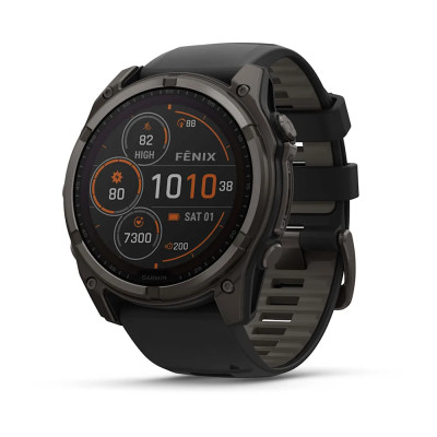 Смарт-годинник Garmin Fenix 8 51 мм Solar Сапфір Графіт/Титан Карбоновий DLC з силіконовим ремінцем QuickFit 26 мм