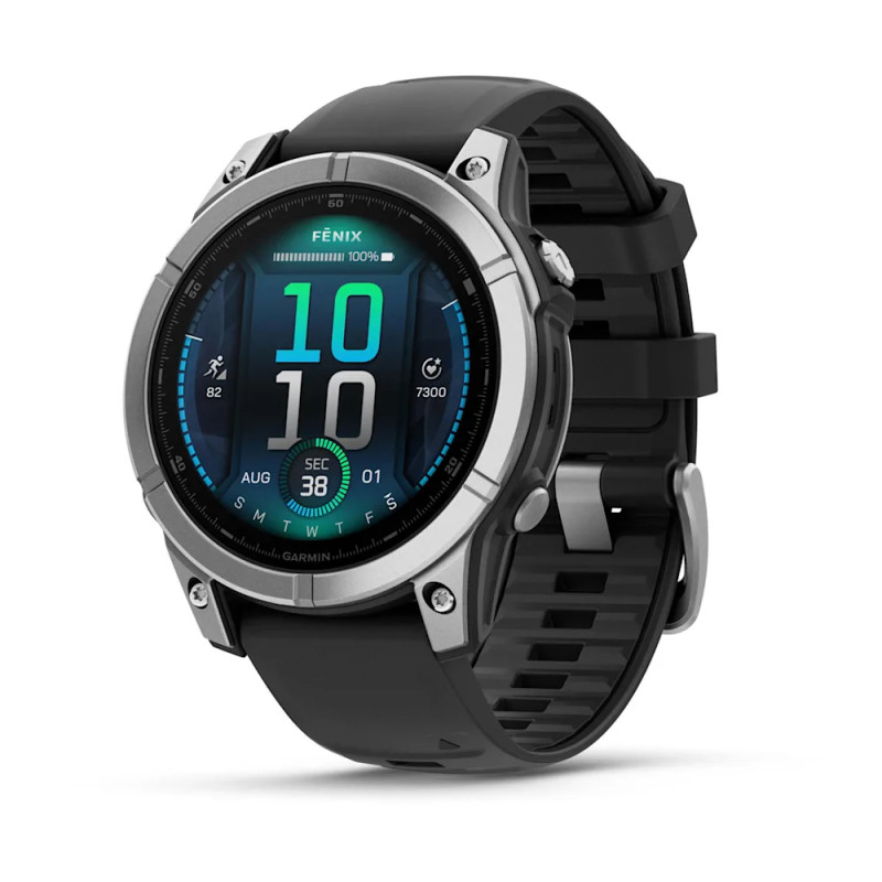 Смарт-годинник Garmin Fenix E Чорний/Срібний з силіконовим ремінцем 47мм QuickFit 22 мм