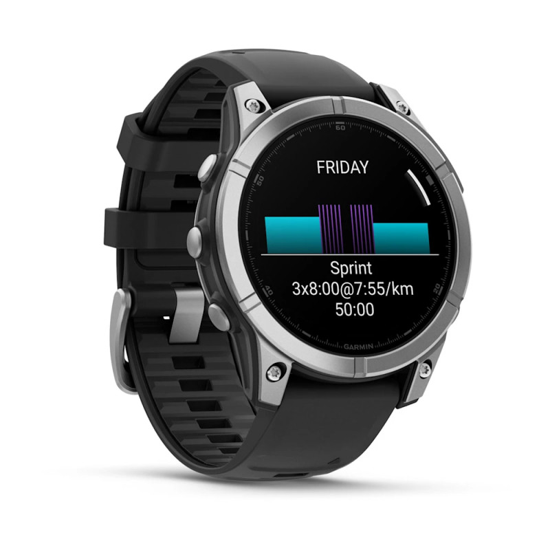 Смарт-годинник Garmin Fenix E Чорний/Срібний з силіконовим ремінцем 47мм QuickFit 22 мм