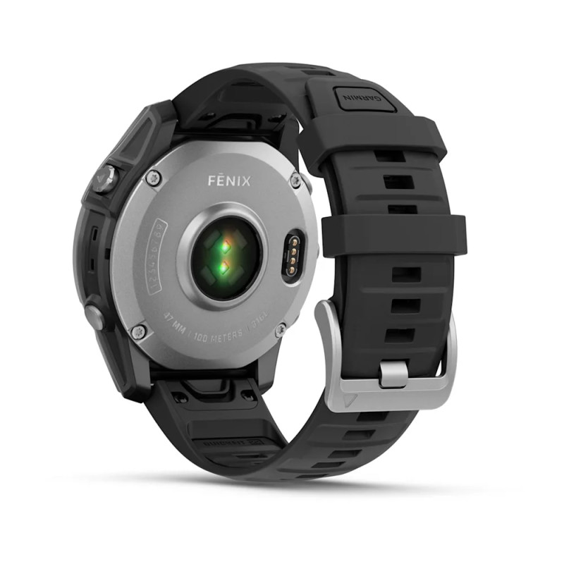 Смарт-годинник Garmin Fenix E Чорний/Срібний з силіконовим ремінцем 47мм QuickFit 22 мм