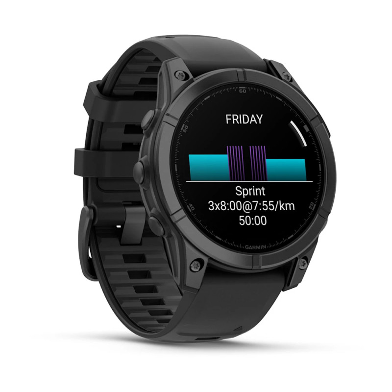 Смарт-годинник Garmin Fenix E Чорний/Сірий з силіконовим ремінцем 47мм QuickFit 22 мм