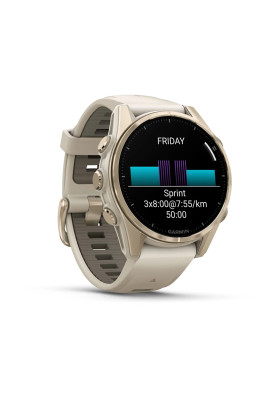 Смарт-годинник Garmin Fenix 8 43 мм AMOLED Сапфір Туманно-сірий/М'яке золото з силіконовим ремінцем QuickFit 20 мм