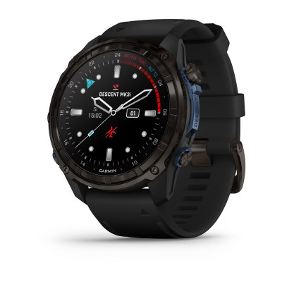Дайв-комп'ютер Garmin Descent Mk3i 51 мм, сірий карбон DLC титан із чорним ремінцем