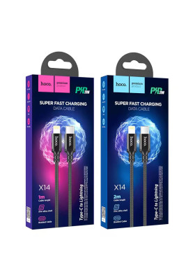 Кабель USB Hoco X14 Black Double Speed PD 20W Type-C to Lightning 1m