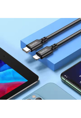 Кабель USB Hoco X14 Black Double Speed PD 20W Type-C to Lightning 1m