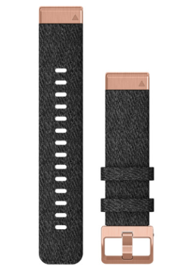 Ремінець для Fenix 6s 20mm QuickFit Heathered Black Nylon with Rose Gold