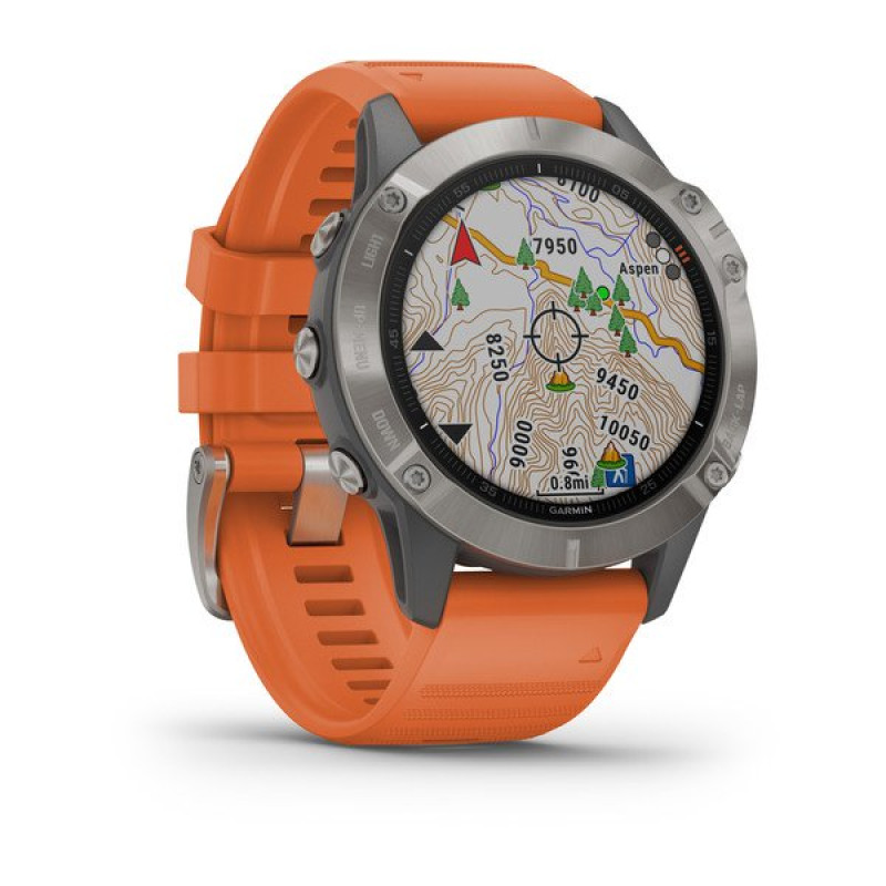 Годинник Garmin Fenix 6 Sapphire Titanium with Ember Orange Band