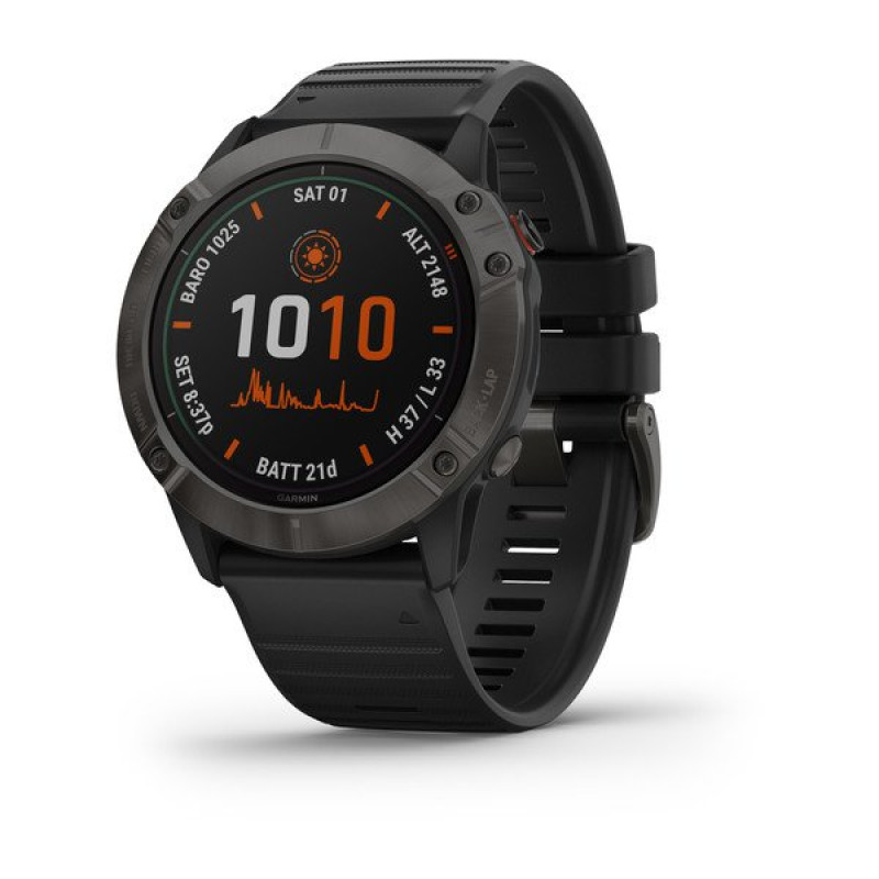 Годинник Garmin Fenix 6X Pro Solar Titanium Carbon Gray DLC with Black Band