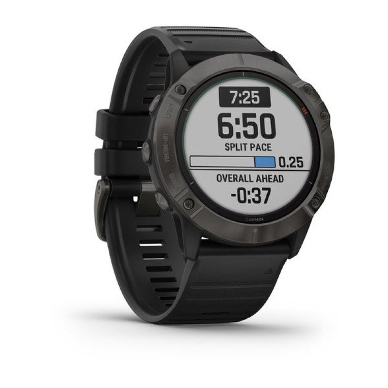 Годинник Garmin Fenix 6X Pro Solar Titanium Carbon Gray DLC with Black Band