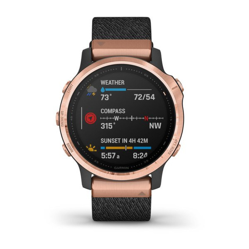 Годинник Garmin Fenix 6S Sapphire Rose Gold-tone with Heathered Black Nylon Band