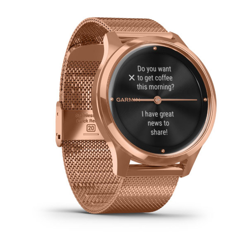Годинник Garmin vivomove Luxe Rose Gold-Black Milanese