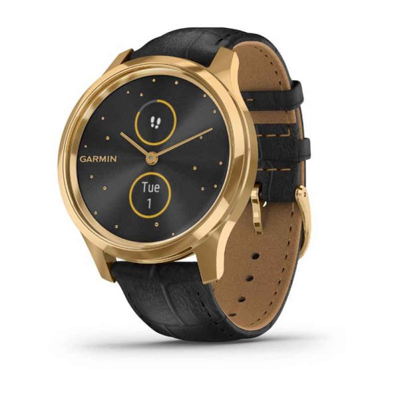 Garmin vivomove Luxe Pure Gold-Black Leather