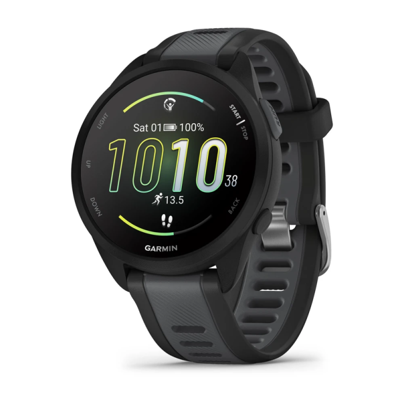 Смарт-годинник Garmin Forerunner 165 Music з чорним силіконовим ремінцем