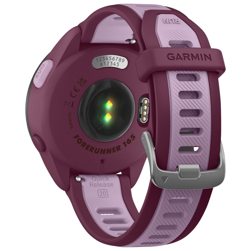 Смарт-годинник Garmin Forerunner 165 Music з силіконовим ремінцем ягідного кольору