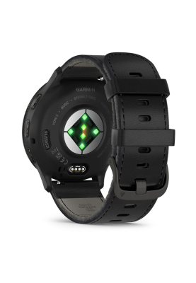 Смарт-годинник Garmin Venu 3 з сланцевим сталевим безелем та чорним шкіряним ремінцем
