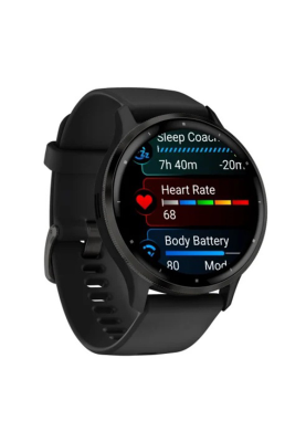 Смарт-годинник Garmin Venu 3 з сланцевим сталевим безелем та силіконовим ремінцем чорного кольору