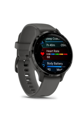 Смарт-годинник Garmin Venu 3S з сланцевим сталевим безелем та сірим силіконовим ремінцем