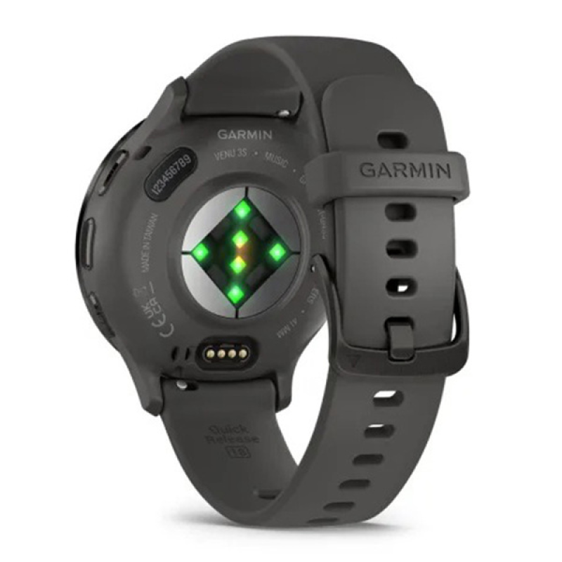 Смарт-годинник Garmin Venu 3S з сланцевим сталевим безелем та сірим силіконовим ремінцем