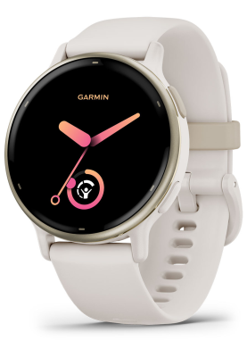 Смарт-годинник Garmin Vivoactive 5 з алюмінієвим безелем кольору кремове золото з корпусом кольору слонова кістка та силіконовим ремінцем