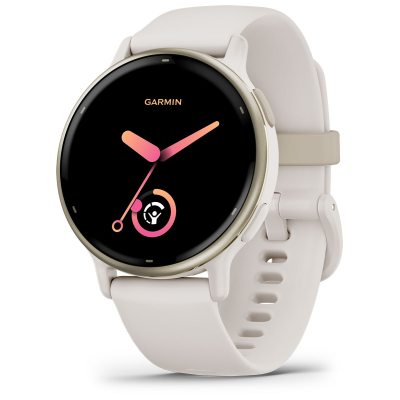 Смарт-годинник Garmin Vivoactive 5 з алюмінієвим безелем кольору кремове золото з корпусом кольору слонова кістка та силіконовим ремінцем