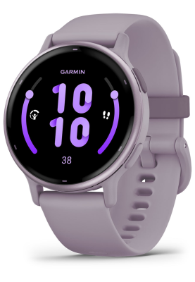 Смарт-годинник Garmin Vivoactive 5 з сланцевим алюмінієвим безелем кольору металік орхідея з фіолетовим корпусом та силіконовим ремінцем