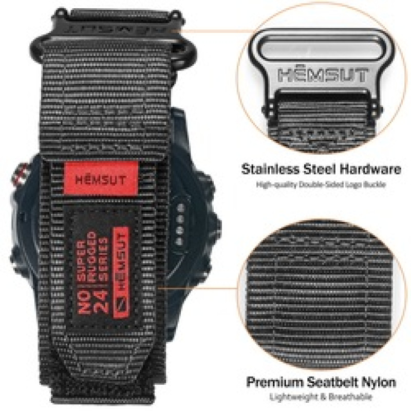 Ремінець для Garmin HEMSUT 22mm Nylon середній розмір для зап'ястя 185-210мм