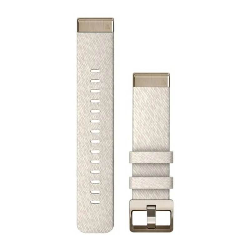 Ремінець для Garmin Fenix 7s 20mm QuickFit Cream heathered nylon band with cream gold hardware