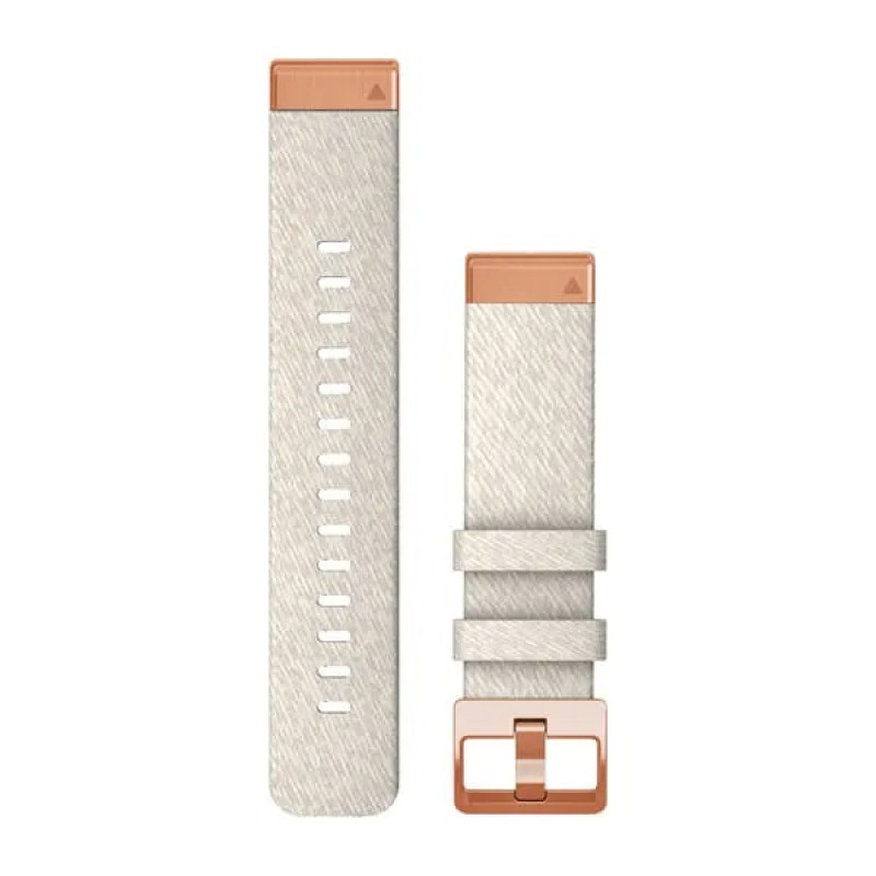Ремінець для Garmin Fenix 7s 20mm QuickFit Cream heathered nylon band with rose gold hardware