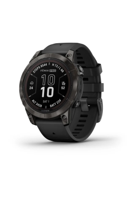 Смарт-годинник Garmin Fenix 7 Pro Sapphire Solar Edition сірий карбон титановий DLC з чорним силіконовим ремінцем
