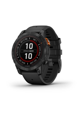 Смарт-годинник Fenix 7 Pro Solar Edition корпус сланцевий сірий з чорним силіконовим ремінцем