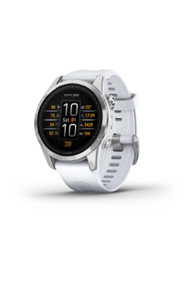 Смарт-годинник Epix Pro Gen 2  Standard Edition 42 мм сріблястий з білим силіконовим ремінцем