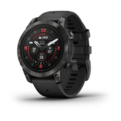 Смарт-годинник Epix Pro Gen 2 Sapphire Edition 47 мм корпус титановий сірий карбон DLC з чорним силіконовим ремінцем