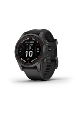 Смарт-годинник Garmin Fenix 7S Pro Sapphire Solar Edition карбоновий сірий корпус з чорним силіконовим ремінцем