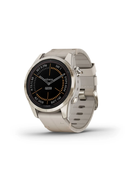 Смарт-годинник Garmin Fenix 7S Pro Sapphire Solar Edition корпус титановий золотавий з сірим шкіряним ремінцем