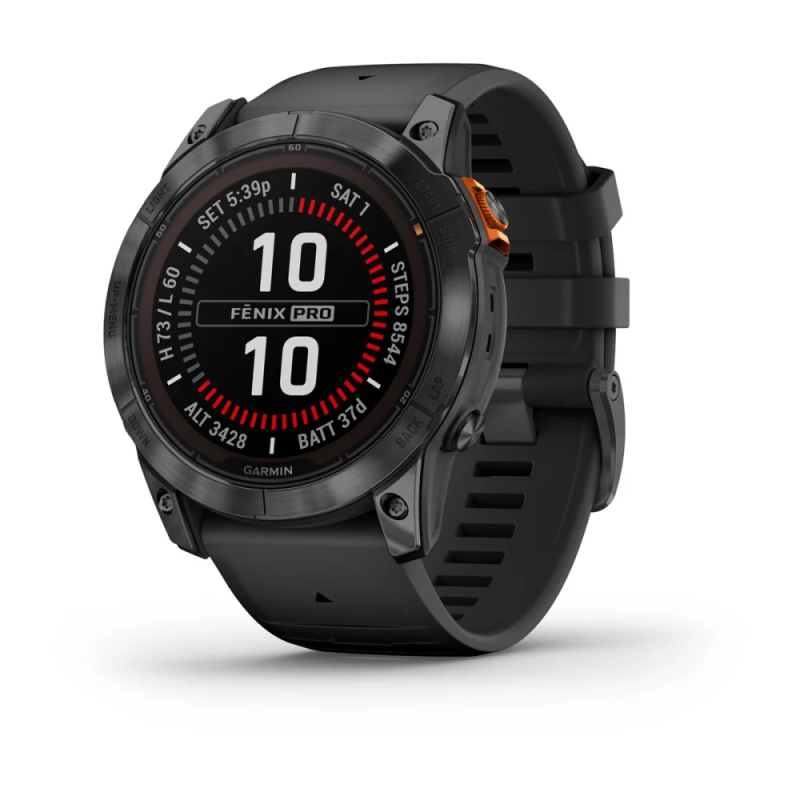Смарт-годинник Garmin Fenix 7X Pro Solar Edition сланцевий сірий з чорним силіконовим ремінцем