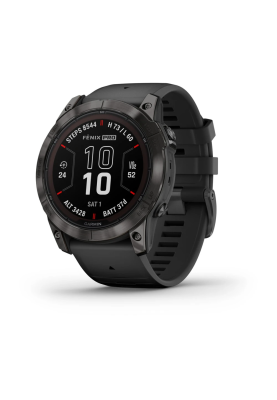 Смарт-годинник Garmin Fenix 7X Pro Sapphire Solar Edition карбоновий сірий титановий DLC з чорним силіконовим ремінцем