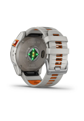 Смарт-годинник Garmin Fenix 7X Pro Sapphire Solar Edition титановий з сірим та помаранчевим силіконовим ремінцем