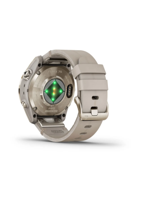 Смарт-годинник Garmin Fenix 7S Pro Sapphire Solar Edition корпус титановий золотавий з сірим шкіряним ремінцем