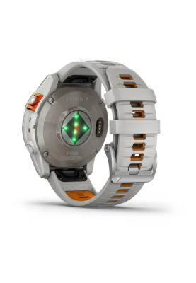 Смарт-годинник Fenix 7 Pro Sapphire Solar Edition корпус титановий з силіконовим ремінцем сірого та помаранчевого кольору