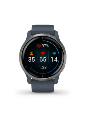 Garmin Venu 2 Silver Bezel with Granite Blue Case and Silicone Band