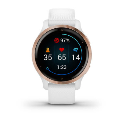 Garmin Venu 2S Rose Gold Bezel with White Case and Silicone Band
